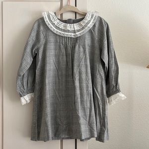 Like-new Tartine et Chocolat Grey Lave Trim Dress with Collar